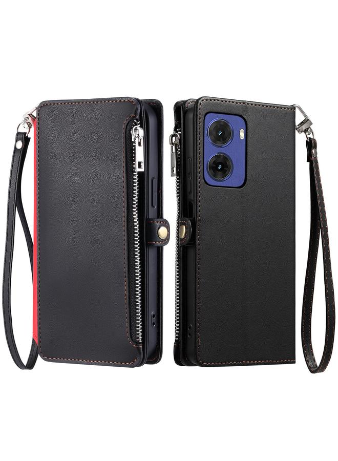 اس-توب جراب لهاتف Motorola Moto G05 مصنوع من الجلد مع سحاب وفتحات متعددة للبطاقات - Image 1