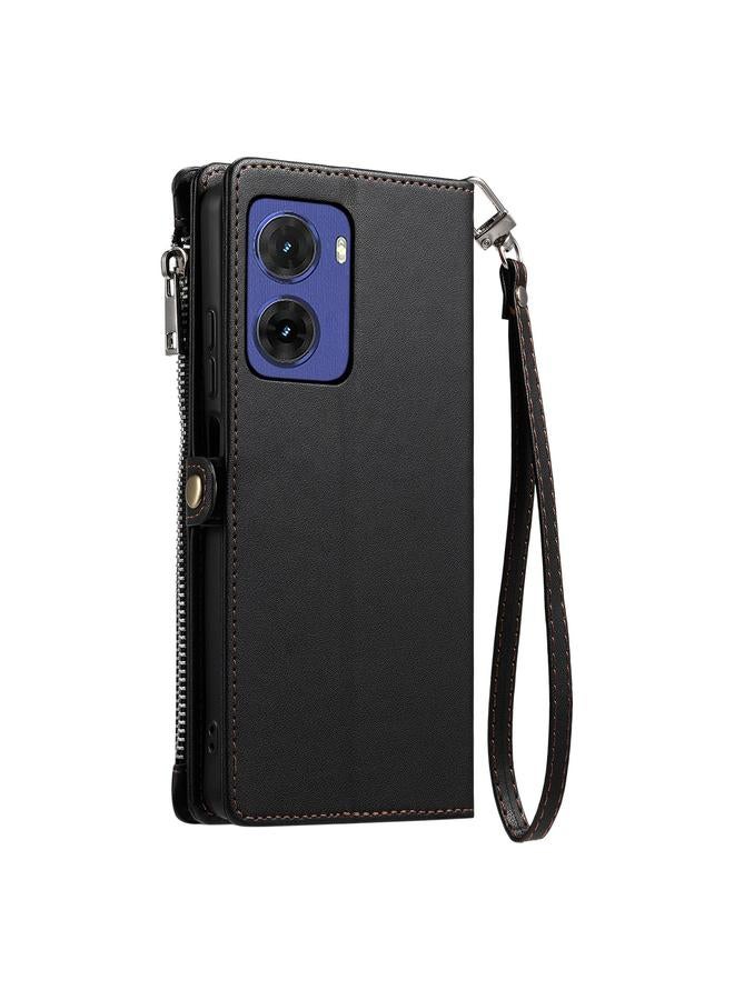 اس-توب جراب لهاتف Motorola Moto G05 مصنوع من الجلد مع سحاب وفتحات متعددة للبطاقات - Image 3