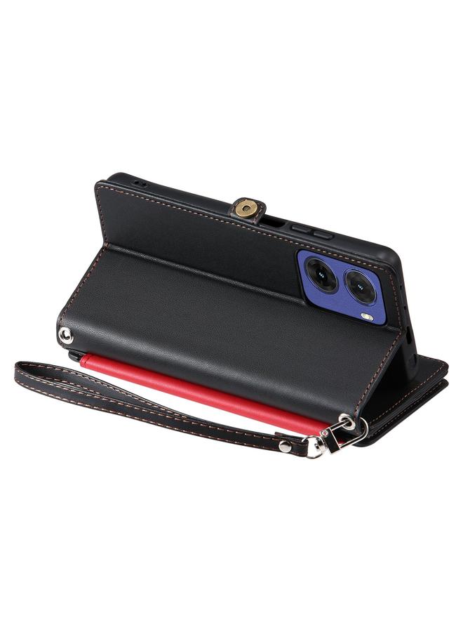 اس-توب جراب لهاتف Motorola Moto G05 مصنوع من الجلد مع سحاب وفتحات متعددة للبطاقات - Image 5