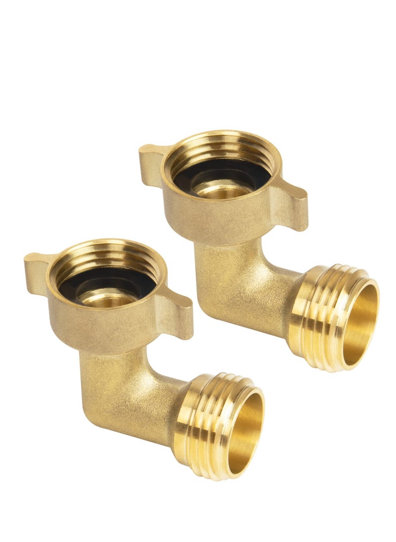 SYOSI - 90 Degree Hose Elbow - 3/4" NH Thread,Garden Elbow Connector,Perfect for RV, Washing Machine, Faucet - 2 Pack - Image 1