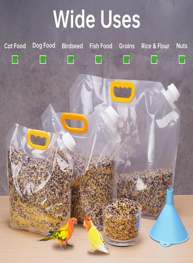 ان اي هوم أكياس تخزين طعام الطيور من NiHome، عبوة من 3 أكياس، مناسبة لبذور الطيور، وبذور عباد الشمس، والمكسرات، وبذور الشوك، وطعام الحيوانات الأليفة، متوفرة بأحجام متعددة 10 لتر/5 لتر/2.5 لتر، مزودة بقمع، ومقبض محمول، وفوهة سهلة الصب للاستخدام الداخلي والخارجي. - Image 5