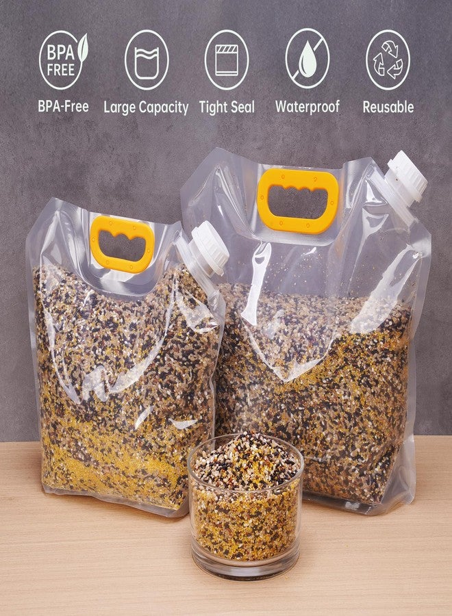 ان اي هوم أكياس تخزين طعام الطيور من NiHome، عبوة من 3 أكياس، مناسبة لبذور الطيور، وبذور عباد الشمس، والمكسرات، وبذور الشوك، وطعام الحيوانات الأليفة، متوفرة بأحجام متعددة 10 لتر/5 لتر/2.5 لتر، مزودة بقمع، ومقبض محمول، وفوهة سهلة الصب للاستخدام الداخلي والخارجي. - Image 2