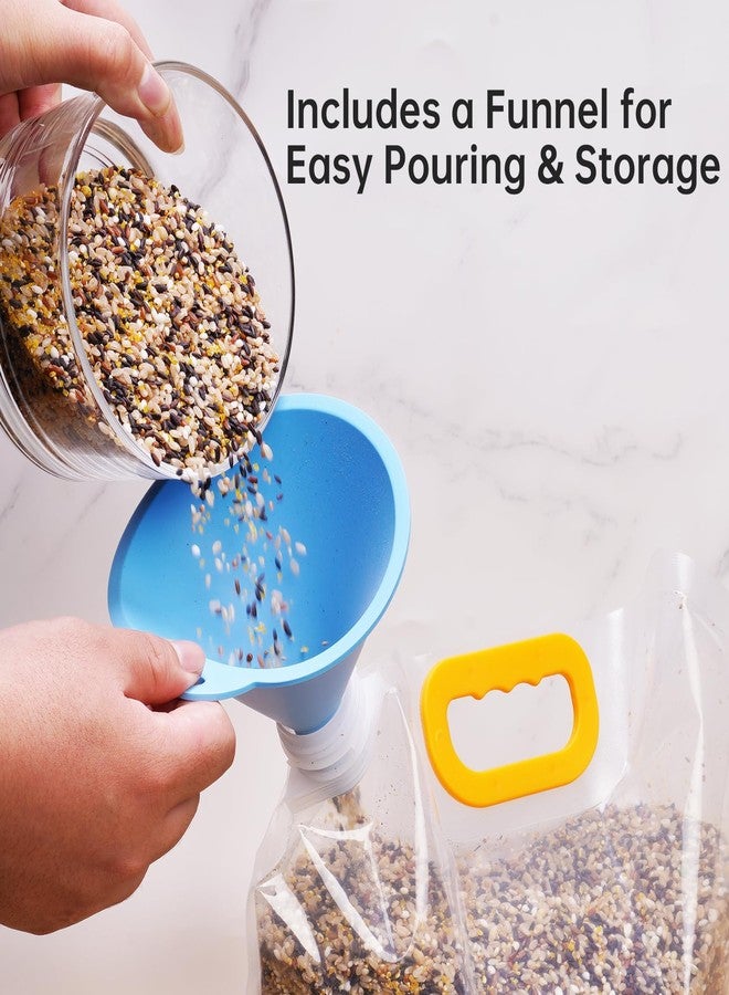 ان اي هوم أكياس تخزين طعام الطيور من NiHome، عبوة من 3 أكياس، مناسبة لبذور الطيور، وبذور عباد الشمس، والمكسرات، وبذور الشوك، وطعام الحيوانات الأليفة، متوفرة بأحجام متعددة 10 لتر/5 لتر/2.5 لتر، مزودة بقمع، ومقبض محمول، وفوهة سهلة الصب للاستخدام الداخلي والخارجي. - Image 4