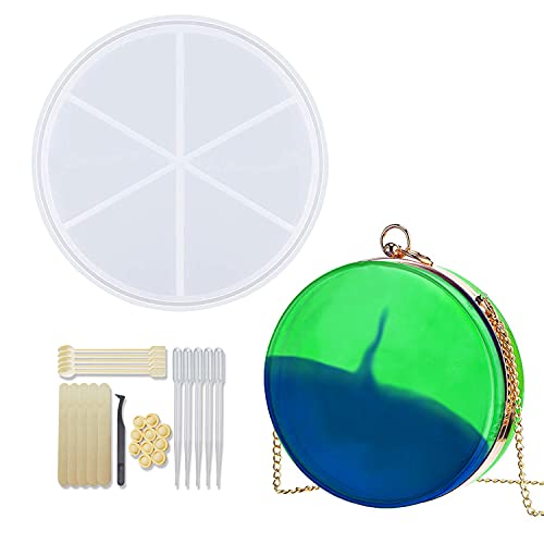 GDDP GDDP Purse Molds for Resin Casting Round Shaker Clutch Bag Silicone Mould DIY Personalized Handbag Resin Clutch Mold with Tools1pc 