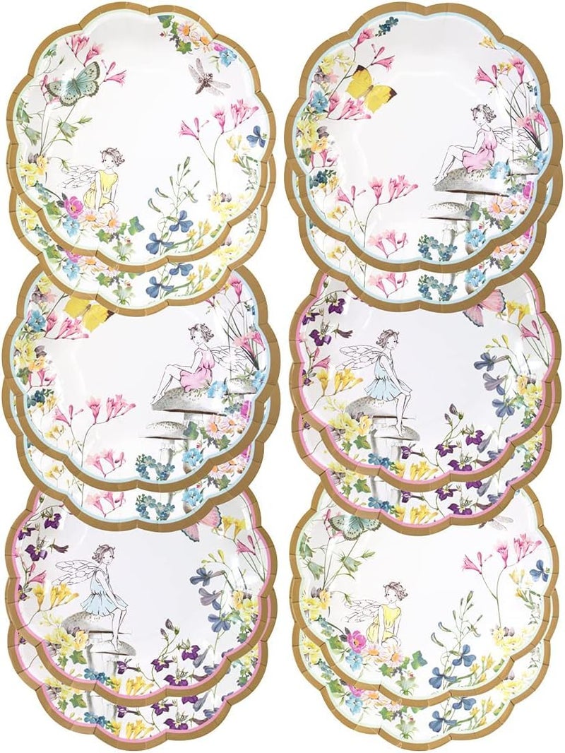 Talking Tables ï»¿ Talking Tables 12 x Strong & Pretty Fairy Paper Plates Disposable Tableware Floral and ButterfliesGirls Birthday Party Motherâ€™s Day Afternoon Tea Table Decorations Baby Shower 6.8" - Image 1