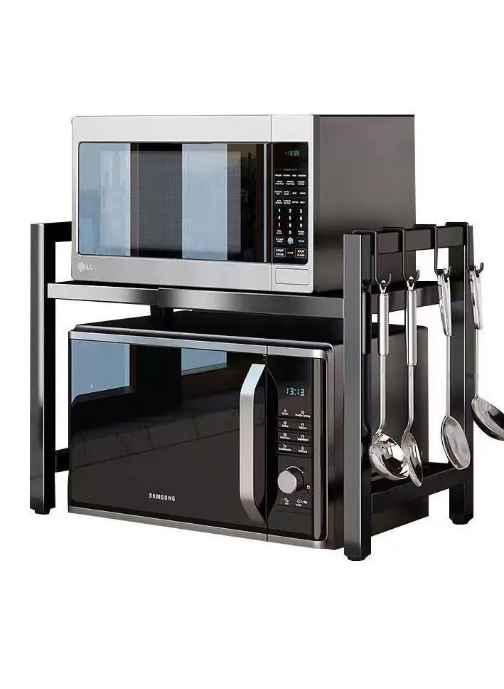 Microwave Shelf, 2 Tier Microwave oven Rack Stand Storage Holder Kitchen Corner Shelf Desktop Printer Shelf Rack, Bakers Rack(Black) - Image 2