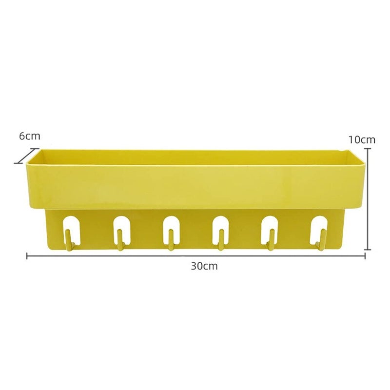 MEZON Multipurpose Plastic Kitchen Bathroom Shelf with Hook PunchFree Seamless Rack with Hooks Bathroom Storage Rack Random Color - Image 2