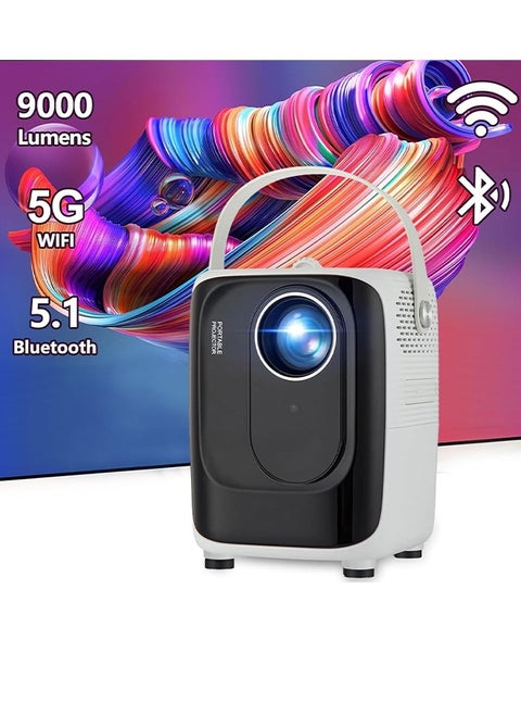 Portable Video Projector,  1080P HD Projector Dual WiFi 150" Screen Display Mini Projector, Outdoor Movie Projector 4K Support