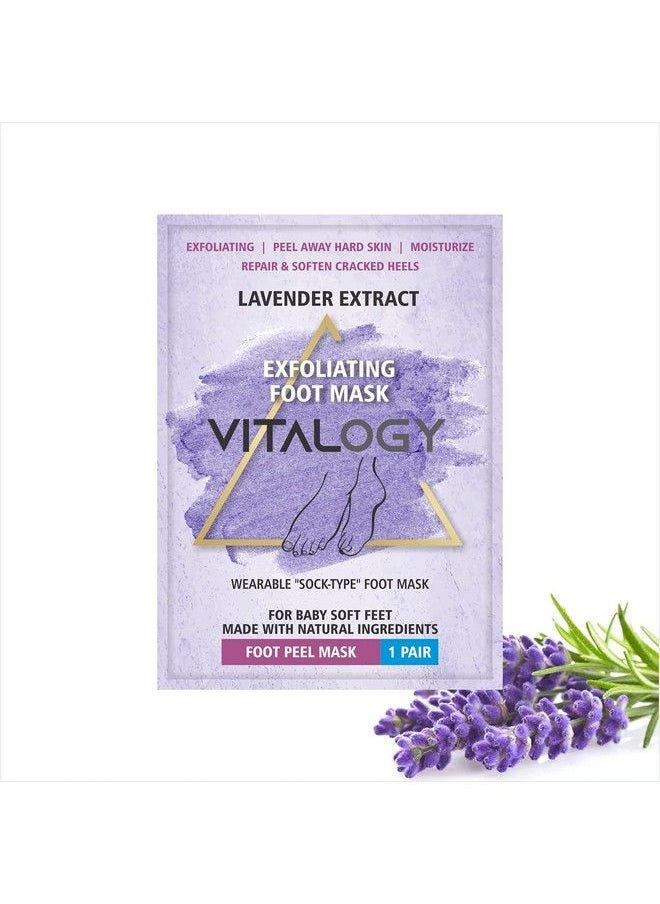 VITALOGY - Foot Peel Mask For Dead Skin Removal ; Exfoliating Foot Mask Peeling Feet Mask ; Foot Hydrating Sock Pedicure Essential ; Make Your Feet Baby Soft Repair Rough Heels Lavender (1 Pair) - Image 1