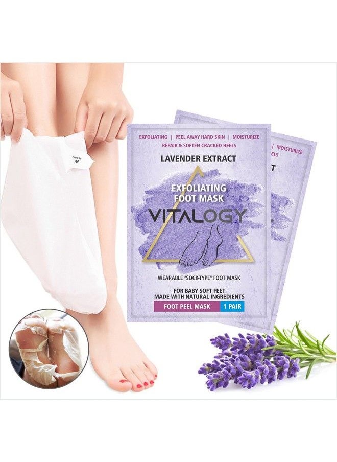 VITALOGY - Foot Peel Mask For Dead Skin Removal ; Exfoliating Foot Mask Peeling Feet Mask ; Foot Hydrating Sock Pedicure Essential ; Make Your Feet Baby Soft Repair Rough Heels Lavender (1 Pair) - Image 1