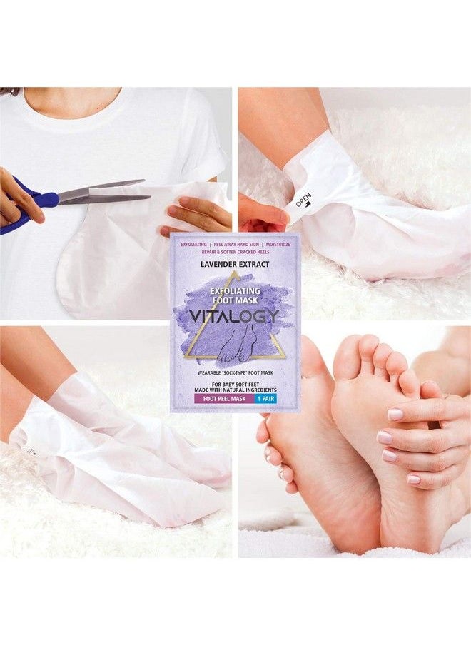 VITALOGY - Foot Peel Mask For Dead Skin Removal ; Exfoliating Foot Mask Peeling Feet Mask ; Foot Hydrating Sock Pedicure Essential ; Make Your Feet Baby Soft Repair Rough Heels Lavender (1 Pair) - Image 1
