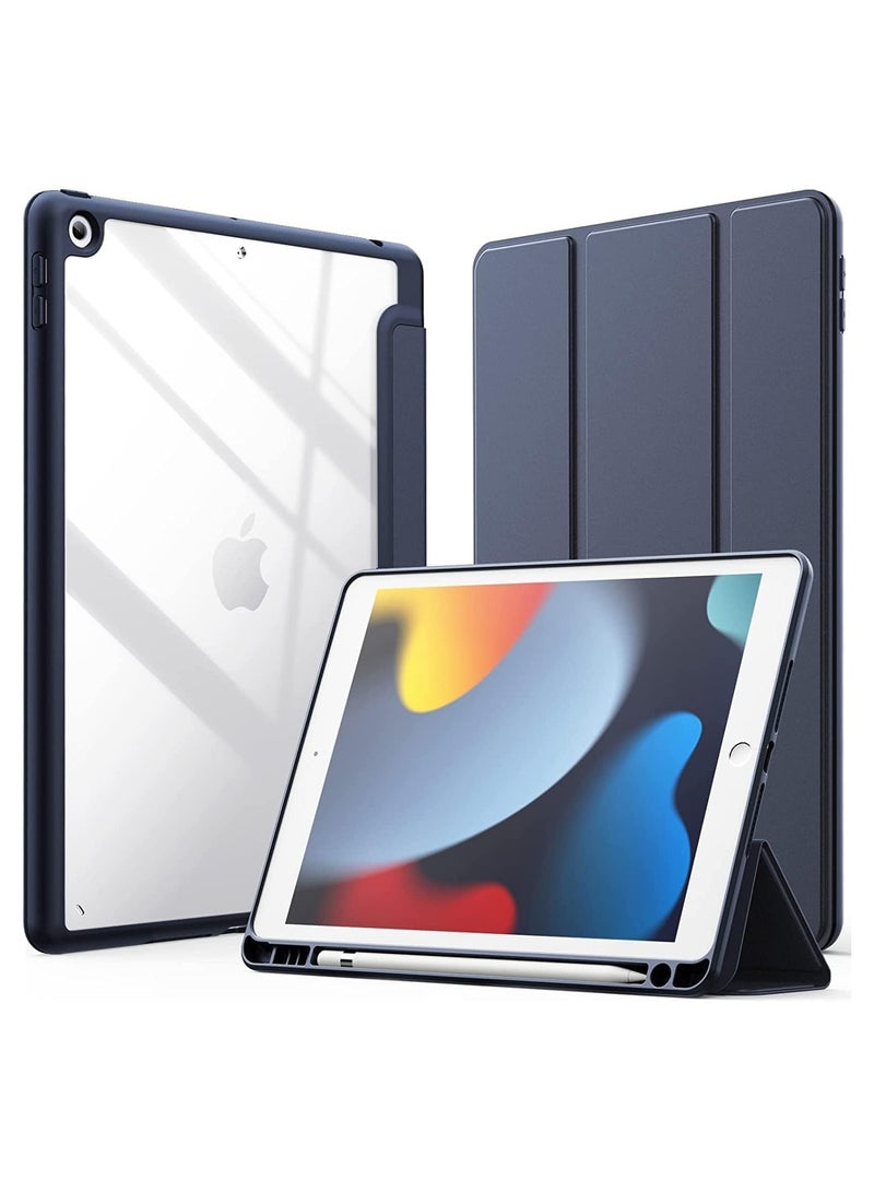 TIGER iPad 10.2-Inch Case (9th/8th/7th Gen, 2021/2020/2019) – Slim Shockproof Tablet Cover with Pencil Holder, Transparent Hard Back Shell & Stand Feature | Lightweight Protective Case for iPad 10.2 with Auto Sleep/Wake, Durable Fit (Navy Blue, 10.2) - Image 1