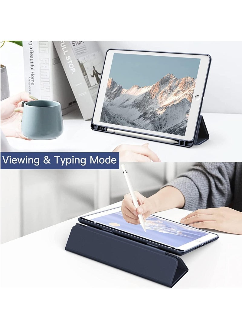 TIGER iPad 10.2-Inch Case (9th/8th/7th Gen, 2021/2020/2019) – Slim Shockproof Tablet Cover with Pencil Holder, Transparent Hard Back Shell & Stand Feature | Lightweight Protective Case for iPad 10.2 with Auto Sleep/Wake, Durable Fit (Navy Blue, 10.2) - Image 4