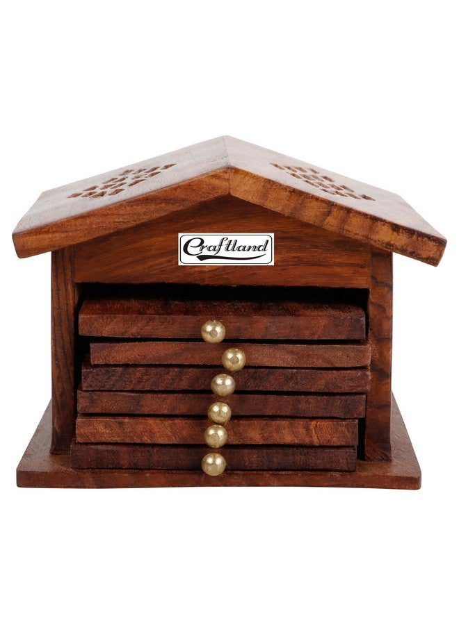 Craftland Craftland Wooden Antique Coaster for Kitchen/Dining Table/Office/Restaurant (Hut Coaster) - Image 3