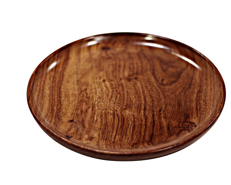 CRAFTCASTLE Handicrafts Beautiful Table Decor Round Shape Artistic Wooden Plate for Home and Kitchen 10x10 Inch Sheesham Wood Brown (Set of 1) - Image 1