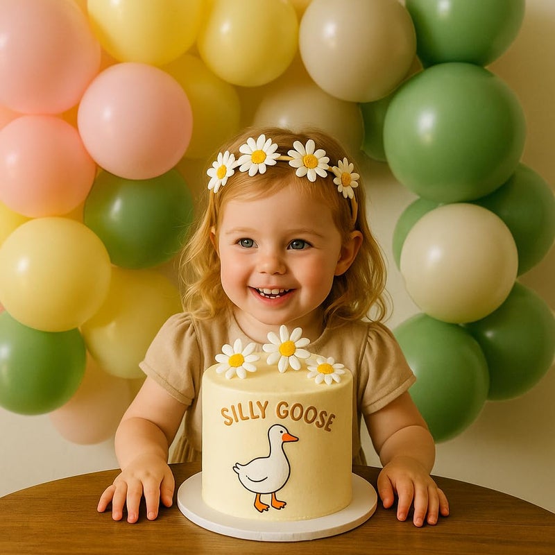 Beaumode One Silly Goose Balloon Arch Kit with Walking Goose and Gingham Foil Balloons for Boys Girls Goose First Birthday Baby Shower Vintage Pink Blue Green Yellow Gingham Party Decorations (Pink) - Image 3