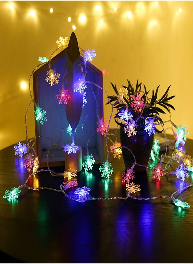 ZCM-HAPPY Decorative LED Low Voltage Snowflake String Lights Colourful for Indoor and Outdoor 20 Meters 200 Lights Plug-In Type  - Image 1