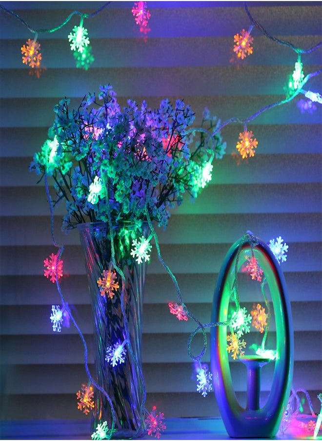 ZCM-HAPPY Decorative LED Low Voltage Snowflake String Lights Colourful for Indoor and Outdoor 20 Meters 200 Lights Plug-In Type  - Image 3
