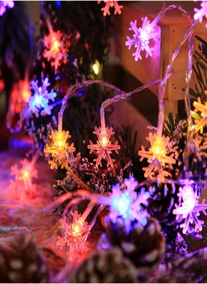 ZCM-HAPPY Decorative LED Low Voltage Snowflake String Lights Colourful for Indoor and Outdoor 20 Meters 200 Lights Plug-In Type  - Image 4