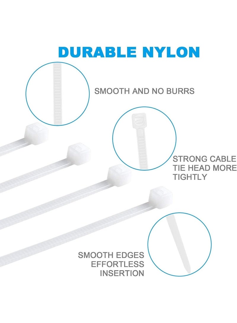 Lyaxm 100 Pieces 6 inch Cable Zip Ties Self Locking Heavy Duty, Premium Plastic Wire Ties with 50 LBS Tensile Strength,  Nylon Cable Ties elf-Locking White Nylon Cable Tie Wraps Straps for Indoor and Outdoor - Image 2