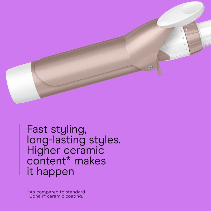 Conair Double Ceramic 1 Â½-Inch Curling Iron, 1 Â½-Inch Barrel Creates Soft Waves & Curls, Hair Curler for Use on Medium & Long Hair, White/Rose Gold - Image 3