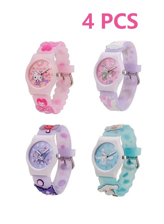 Kids Smartwatches Watch Bracelet with 3D Cartoon Silicone Children Toddler Wrist Watch Bangle Little Child Toys for Girls Kids 4pcs - Image 1