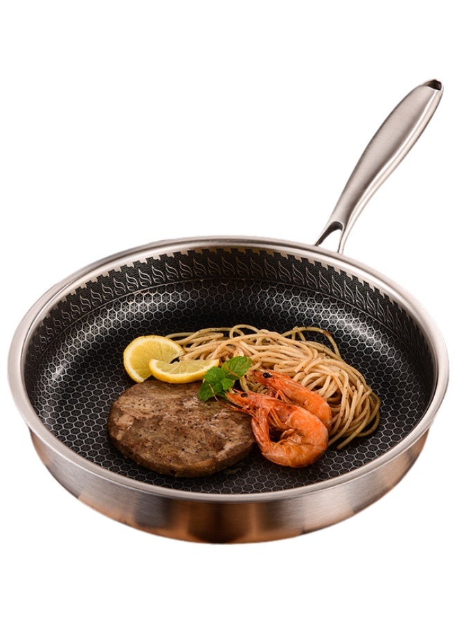 Non-Stick Deep Frying Pan, Stainless Steel Pot, Double Sided Frying Pan Steak Fryer, Tri-ply Stainless Steel, Deep Fry Pan (24 cm) - Image 1