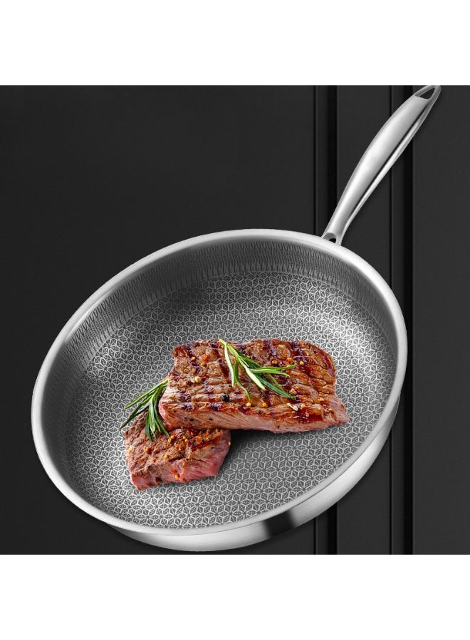 Non-Stick Deep Frying Pan, Stainless Steel Pot, Double Sided Frying Pan Steak Fryer, Tri-ply Stainless Steel, Deep Fry Pan (24 cm) - Image 4