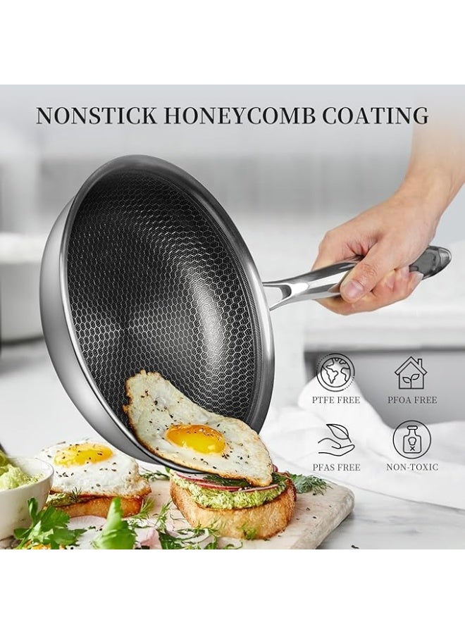 Non-Stick Deep Frying Pan, Stainless Steel Pot, Double Sided Frying Pan Steak Fryer, Tri-ply Stainless Steel, Deep Fry Pan (24 cm) - Image 5