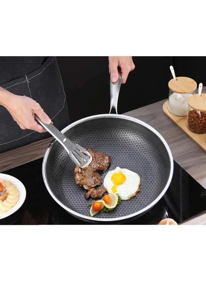 Non-Stick Deep Frying Pan, Stainless Steel Pot, Double Sided Frying Pan Steak Fryer, Tri-ply Stainless Steel, Deep Fry Pan (24 cm) - Image 3