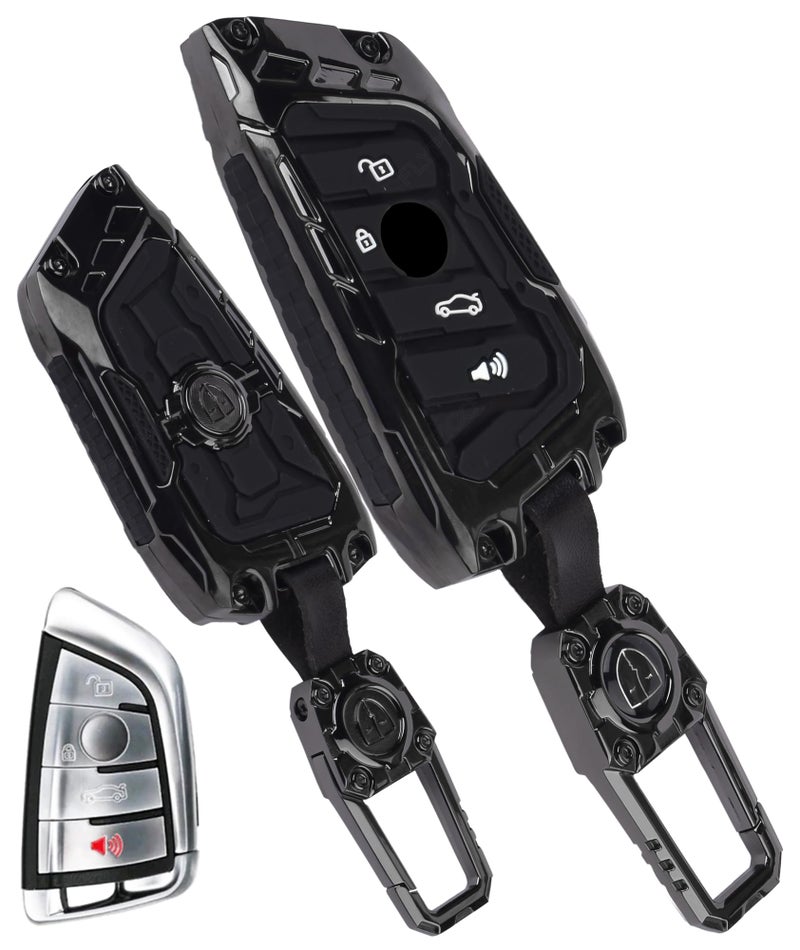 Coll of Fest Metal Silicon Key Cover Compatible with BMW X1 X3 X6 X5 | 5, 6, 7 Series gt Series M, X Series 4 Button Smart Key Special Feature Visible in Low-Light Condition - Image 1