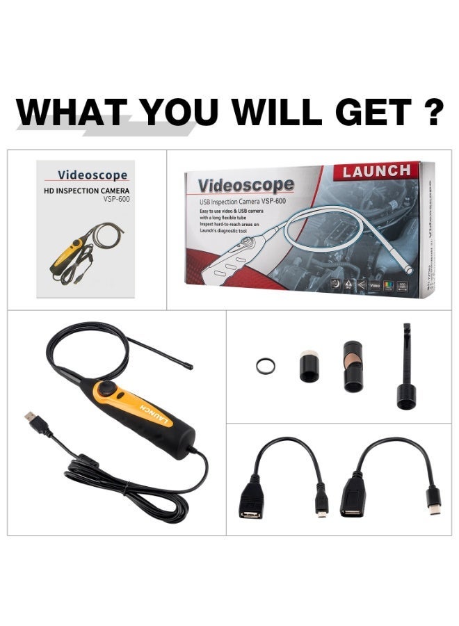 LAUNCH VSP-600 Endoscope Camera, Endoscope Inspection Camera with 6 Adjustable LED Digital Endoscope, IP67 Waterproof Semi-Rigid Cable, for Android Phone, Tablet Device and LAUNCH X431 Diagnostic Device - Image 4