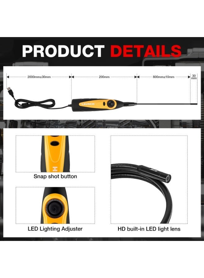 LAUNCH VSP-600 Endoscope Camera, Endoscope Inspection Camera with 6 Adjustable LED Digital Endoscope, IP67 Waterproof Semi-Rigid Cable, for Android Phone, Tablet Device and LAUNCH X431 Diagnostic Device - Image 2