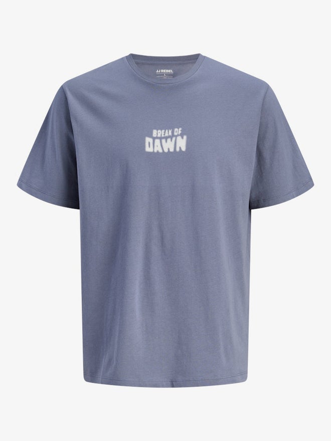 Rebel Men Grey Graphic Print Crew Neck T-Shirt - Image 1