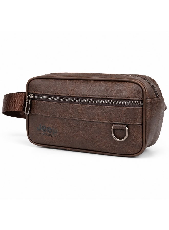 Jeep Men's luxury brown leather handbag - practical design for businessmen - Image 1