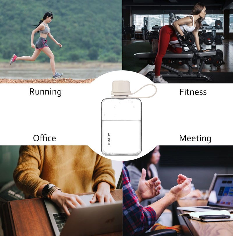 ALLKELR Portable Flat Water Bottle,BPA Free Reusable Tritan Plastic Travel Water Bottle Cup,Lightweight Leakproof Slim Water Bottle Fits Purse,Backpacking, Hiking (White, 8 oz) - Image 5
