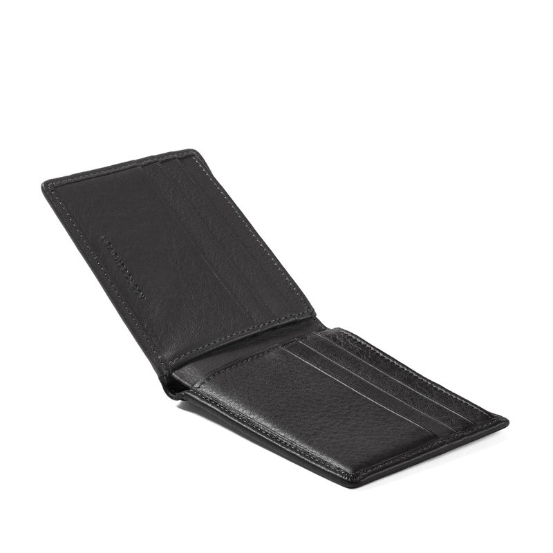 Leatherology Black Onyx Thin Bifold Wallet - 6 credit card slots, single bill compartment, 2 interior pockets for added storage - Image 4