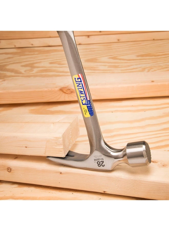 Estwing ESTWING Framing Hammer - 28 oz Long Handle Straight Rip Claw with Milled Face & Shock Reduction Grip - E3-28SM, Blue  - Image 3