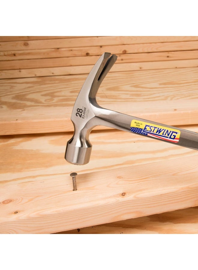 Estwing ESTWING Framing Hammer - 28 oz Long Handle Straight Rip Claw with Milled Face & Shock Reduction Grip - E3-28SM, Blue  - Image 4