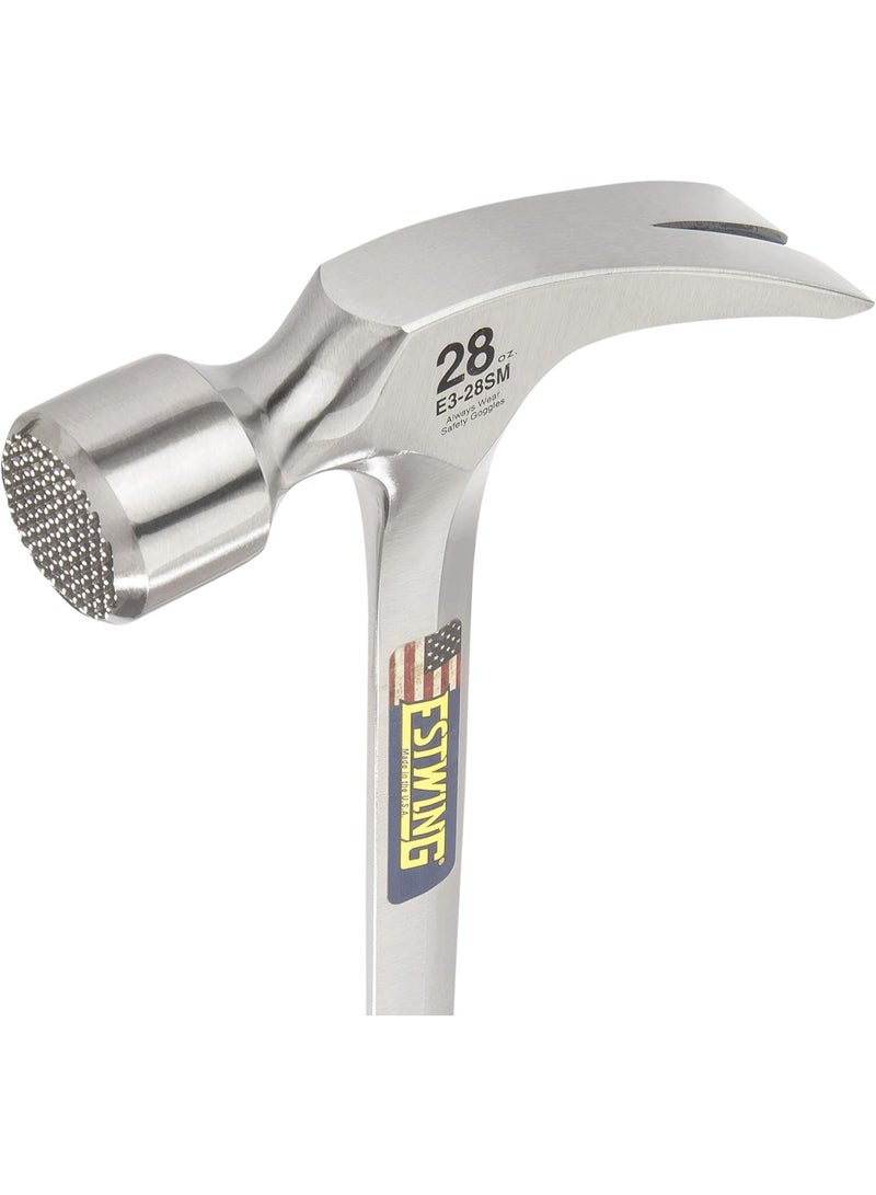 Estwing ESTWING Framing Hammer - 28 oz Long Handle Straight Rip Claw with Milled Face & Shock Reduction Grip - E3-28SM, Blue  - Image 2