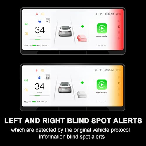 Tlyard 8.9" Heads Up Display for Tesla Model 3 Highland 2024 2025, 2.5D HD Thin CarPlay & Android Auto OTA Updates, No Block AC Vent Sync Autopilot Data with Front Camera - Image 3