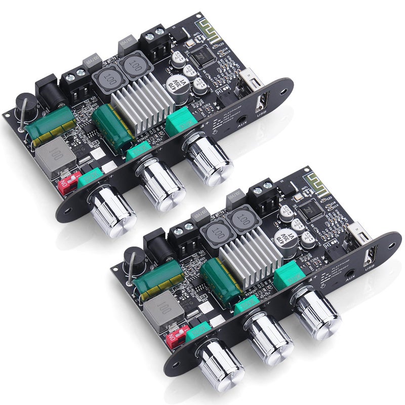 ARRAROWN 2 Pack ZK-1001U Bluetooth 5.3 Mono Amplifier Board with TWS & Boost Circuit, Mini Audio Amp for Home Outdoor DIY Speakers with 100W Power Output, Treble and Bass, USB/AUX/BT Input, DC 9-24V - Image 1