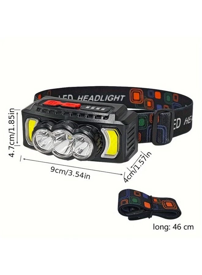 Black 4 Pcs Emergency Red Warning Headlamp 7 Modes 180 Adjustable Outdoor Camping Running Hiking - Image 4