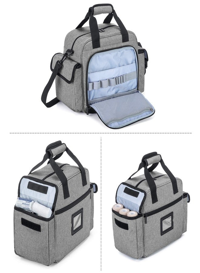 Trunab Home Health Nurse Bag Empty, Portable Medical Supplies Shoulder Bag for Hospice, Home Visit, Hospital Interns, Grey, Bag Only - Image 2