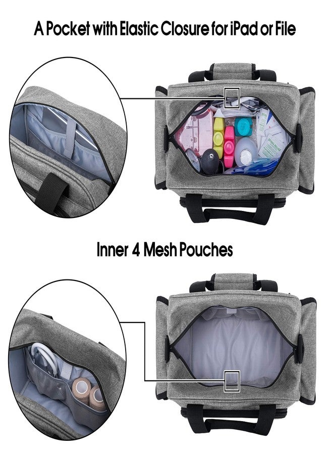 Trunab Home Health Nurse Bag Empty, Portable Medical Supplies Shoulder Bag for Hospice, Home Visit, Hospital Interns, Grey, Bag Only - Image 3