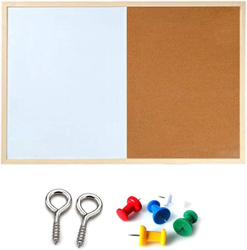 40x60cm Wooden Whiteboard Cork Message Board for Home Office Art Craft Painting Writing - Image 1
