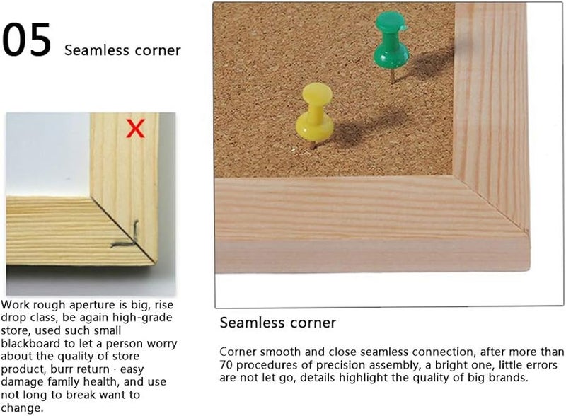 40x60cm Wooden Whiteboard Cork Message Board for Home Office Art Craft Painting Writing - Image 5