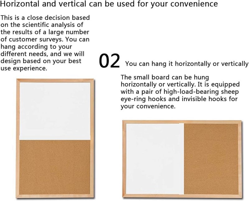 40x60cm Wooden Whiteboard Cork Message Board for Home Office Art Craft Painting Writing - Image 3