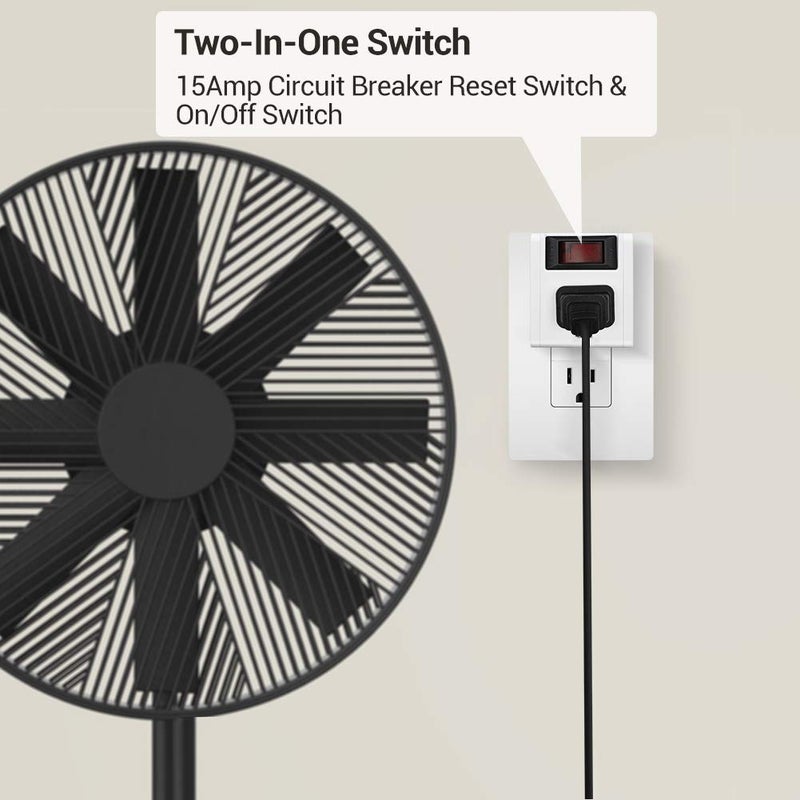 DEWENWILS [UL Listed] Grounded Single Port Power Adapter with On/Off Switch, 3 Prong Electrical Plug Outlet Switch, 15A Circuit Breaker, 280J Surge Protector, White, 3 Pack - Image 3