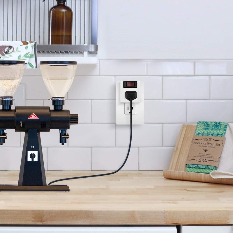 DEWENWILS [UL Listed] Grounded Single Port Power Adapter with On/Off Switch, 3 Prong Electrical Plug Outlet Switch, 15A Circuit Breaker, 280J Surge Protector, White, 3 Pack - Image 4